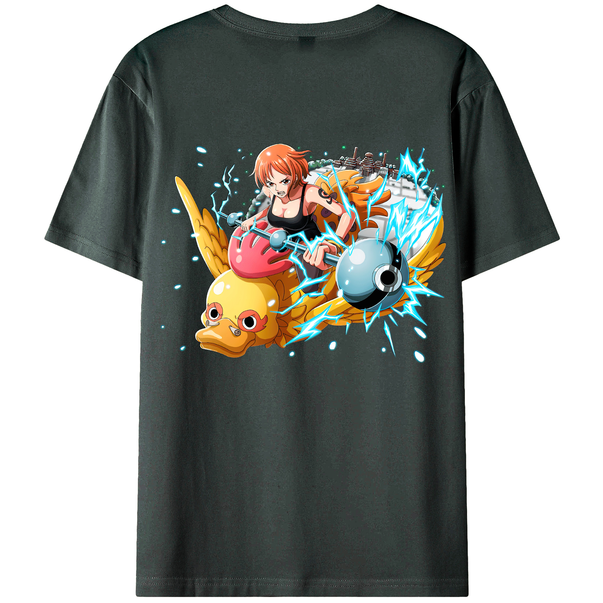 （画像用） ワンピース ナミ ONE PIECE Nami 綿100％ メンズ半袖Tシャツ（バックプリント） 通気性
